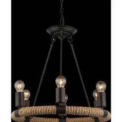 Suspension Globo Ulleu Noir, 6 Lumieres