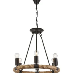 Suspension Globo Ulleu Noir, 6 Lumieres