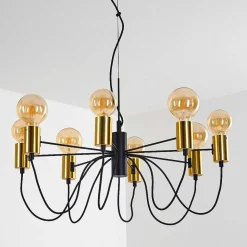Suspension Gnarp Noir Dore, 8 Lumieres