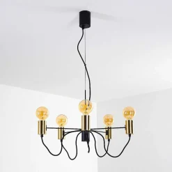 Suspension Gnarp Noir Dore, 5 Lumieres