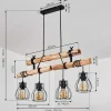 Suspension Gondo Bois Fonce, Noir, 4 Lumieres