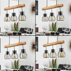 Suspension Gondo Brun, Noir, 3 Lumieres