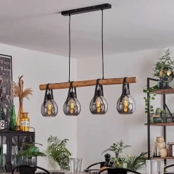 Suspension Hocker Ecru, Noir, 4 Lumieres