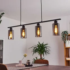 Suspension Hunouri Noir, 4 Lumieres