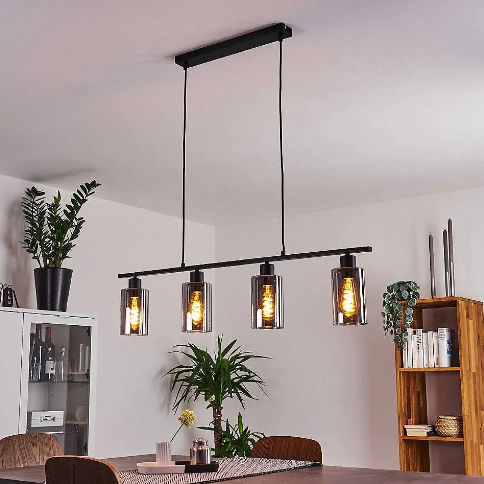 Suspension Hunouri Noir, 4 Lumieres