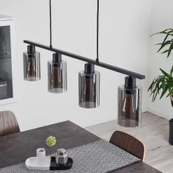 Suspension Hunouri Noir, 4 Lumieres