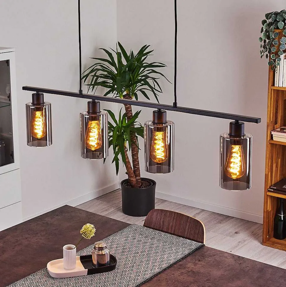 Suspension Hunouri Noir, 4 Lumieres