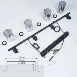 Suspension Hunouri Noir, 4 Lumieres