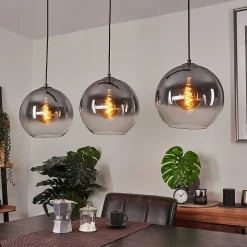 Suspension Leissigen Argent Oxyde, 3 Lumieres