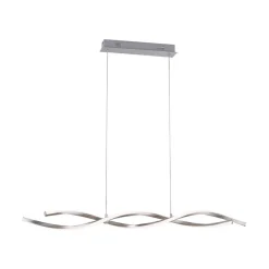 Suspension Leuchten-Direkt Lolasmart-Swing Led Acier Brosse, 2 Lumieres, Telecommandes, Changeur De Couleurs