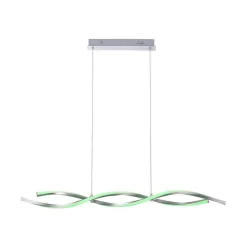Suspension Leuchten-Direkt Lolasmart-Swing Led Acier Brosse, 2 Lumieres, Telecommandes, Changeur De Couleurs
