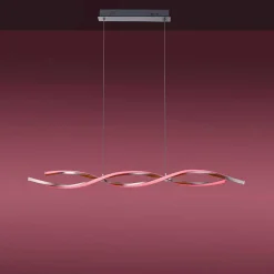 Suspension Leuchten-Direkt Lolasmart-Swing Led Acier Brosse, 2 Lumieres, Telecommandes, Changeur De Couleurs