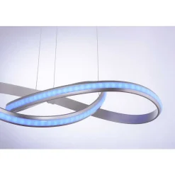 Suspension Leuchten-Direkt Ls-Melinda Led Acier Inoxydable, 1 Lumiere, Telecommandes, Changeur De Couleurs