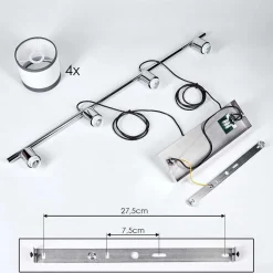 Suspension Lohobe Chrome, Noir, 4 Lumieres