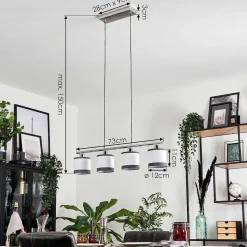 Suspension Lohobe Chrome, Noir, 4 Lumieres