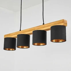 Suspension Malimea Ecru, Noir, 4 Lumieres