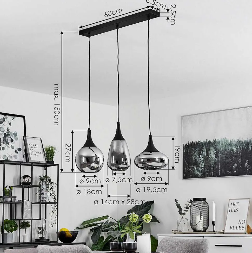 Suspension Maynal Noir, 3 Lumieres