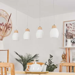 Suspension Ombucta Ecru, 4 Lumieres