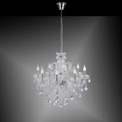 Suspension Paul Neuhaus Gracia Transparent, 8 Lumieres
