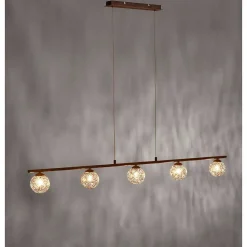 Suspension Paul Neuhaus Greta Rouille, 5 Lumieres