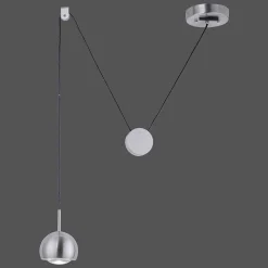 Suspension Paul Neuhaus Q-Adam Led Acier Inoxydable, 1 Lumiere, Telecommandes, Changeur De Couleurs