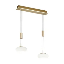Suspension Paul Neuhaus Q-Etienne Led Laiton, 2 Lumieres, Telecommandes