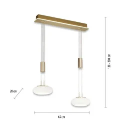 Suspension Paul Neuhaus Q-Etienne Led Laiton, 2 Lumieres, Telecommandes