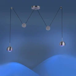 Suspension Paul Neuhaus Q-Adam Led Acier Inoxydable, 2 Lumieres, Telecommandes, Changeur De Couleurs