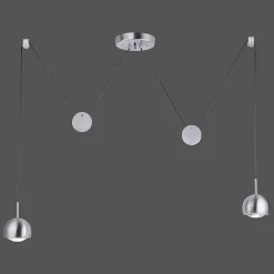 Suspension Paul Neuhaus Q-Adam Led Acier Inoxydable, 2 Lumieres, Telecommandes, Changeur De Couleurs