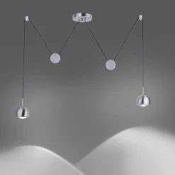 Suspension Paul Neuhaus Q-Adam Led Acier Inoxydable, 2 Lumieres, Telecommandes, Changeur De Couleurs