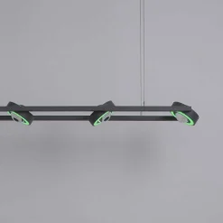 Suspension Paul Neuhaus Q-Mia Led Anthracite, 16 Lumieres, Telecommandes, Changeur De Couleurs