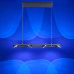Suspension Paul Neuhaus Q-Mia Led Anthracite, 16 Lumieres, Telecommandes, Changeur De Couleurs