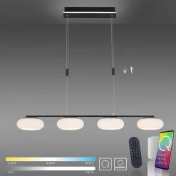 Suspension Paul Neuhaus Q-Etienne Led Noir, 4 Lumieres, Telecommandes