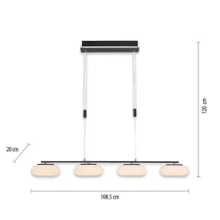 Suspension Paul Neuhaus Q-Etienne Led Noir, 4 Lumieres, Telecommandes