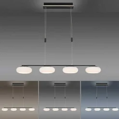 Suspension Paul Neuhaus Q-Etienne Led Noir, 4 Lumieres, Telecommandes