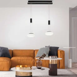 Suspension Paul Neuhaus Q-Etienne Led Noir, 2 Lumieres, Telecommandes