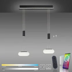 Suspension Paul Neuhaus Q-Etienne Led Noir, 2 Lumieres, Telecommandes