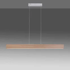 Suspension Paul Neuhaus Q-Timber Led Bois Clair, 1 Lumiere, Telecommandes