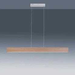 Suspension Paul Neuhaus Q-Timber Led Bois Clair, 1 Lumiere, Telecommandes