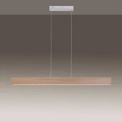 Suspension Paul Neuhaus Q-Timber Led Bois Clair, 1 Lumiere, Telecommandes