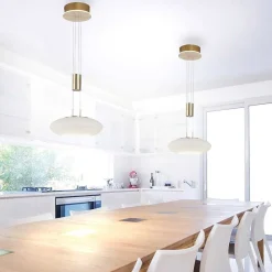 Suspension Paul Neuhaus Q-Etienne Led Laiton, 1 Lumiere, Telecommandes