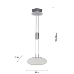Suspension Paul-Neuhaus Q-Etienne Led Acier Brosse, 2 Lumieres, Telecommandes