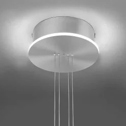 Suspension Paul-Neuhaus Q-Etienne Led Acier Brosse, 2 Lumieres, Telecommandes