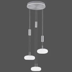 Suspension Paul-Neuhaus Q-Etienne Led Acier Brosse, 4 Lumieres, Telecommandes