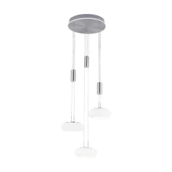 Suspension Paul-Neuhaus Q-Etienne Led Acier Brosse, 4 Lumieres, Telecommandes