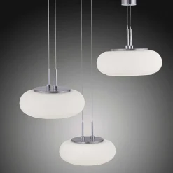Suspension Paul-Neuhaus Q-Etienne Led Acier Brosse, 4 Lumieres, Telecommandes