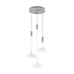 Suspension Paul-Neuhaus Q-Etienne Led Acier Brosse, 4 Lumieres, Telecommandes