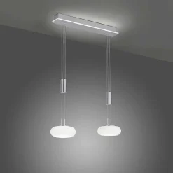 Suspension Paul-Neuhaus Q-Etienne Led Acier Brosse, 3 Lumieres, Telecommandes