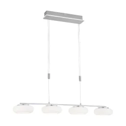Suspension Paul-Neuhaus Q-Etienne Led Acier Brosse, 4 Lumieres, Telecommandes