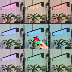 Suspension Siders Led Noir, 1 Lumiere, Changeur De Couleurs